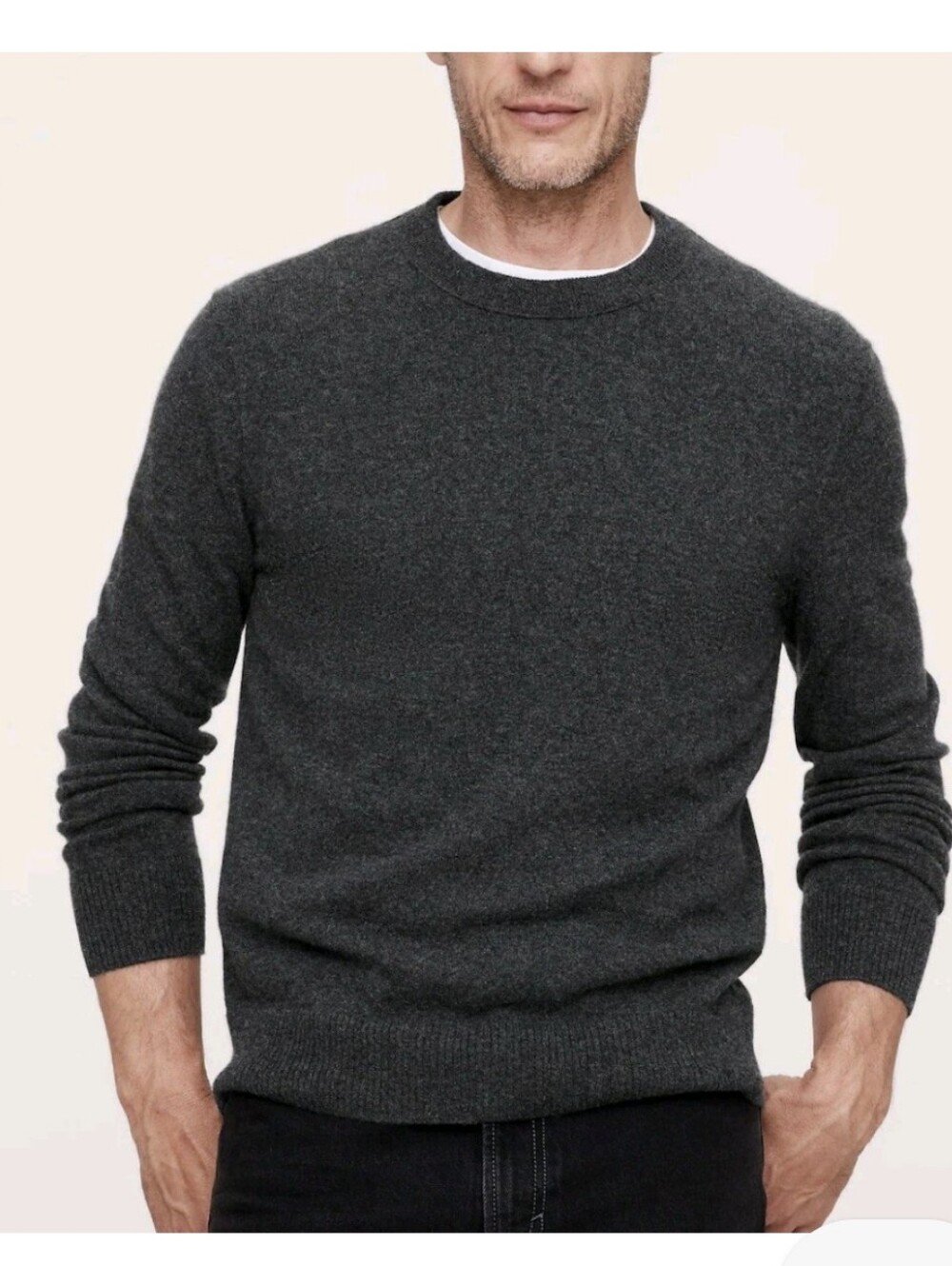 Banana Republic Men's Charcoal Crewneck Sweater - Classic Knit 100% Cashmere XL